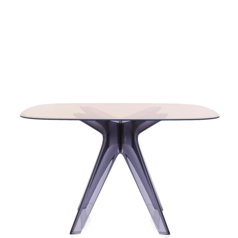 Sir Gio Square Glass Dining Table, Transparent, Bronze