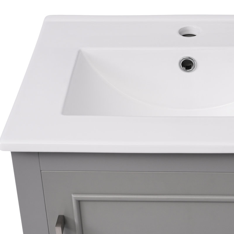 Petit meuble-lavabo moderne avec lavabo en céramique - Armoire pratique de 20 po de qualité, peu encombrante, finition élégante