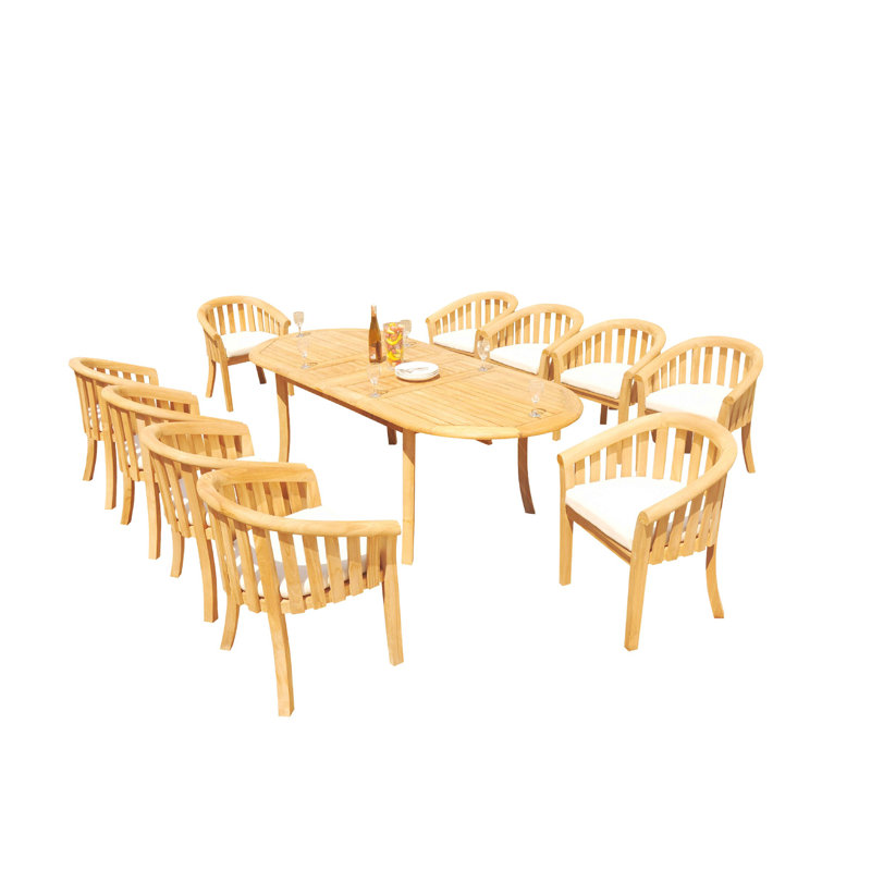 Ensemble de salle à manger ovale pour 105 personnes Cimberly, 31.5" H x 40" W x 105" D, Table, 10 Chairs
