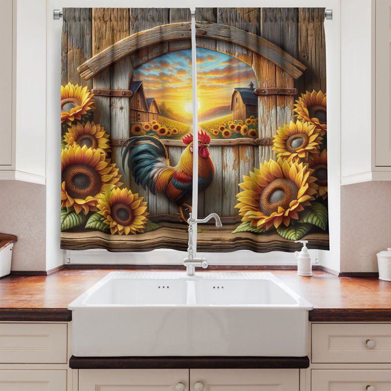 Floral Kitchen Curtain, 55" W x 45" L