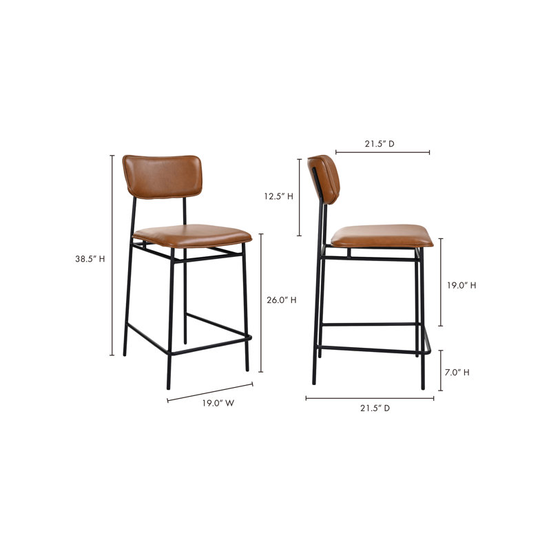 SAILOR BARSTOOL BROWN, Counter Stool (26” Seat Height), Red Velvet