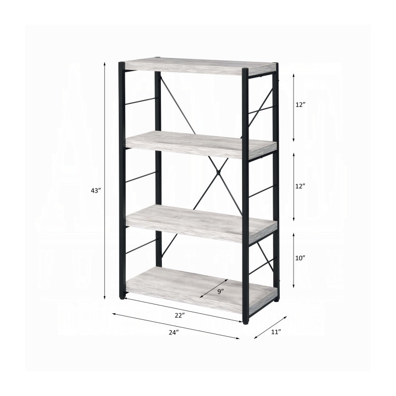 Bibliothèque ACME Bob, blanc antique et noir, Blanc antique / noir, (3 tablettes) H 43 po x l 50,98 po x P 13,97 po