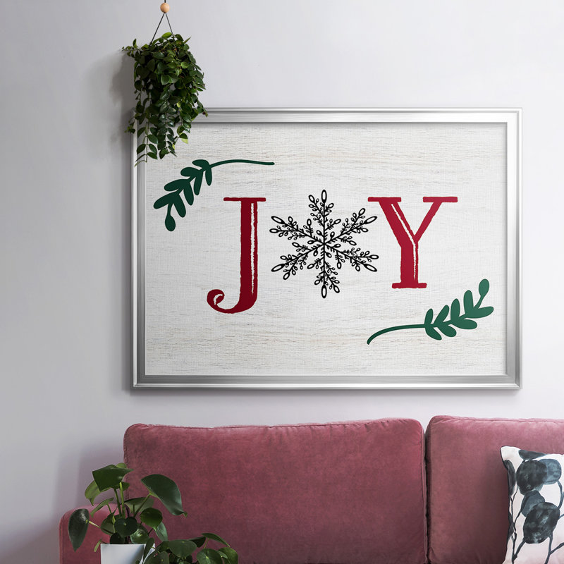 Joy, flocon de neige, Toile encadrée noire, H 30 po x l 44 po x P 1,5 po