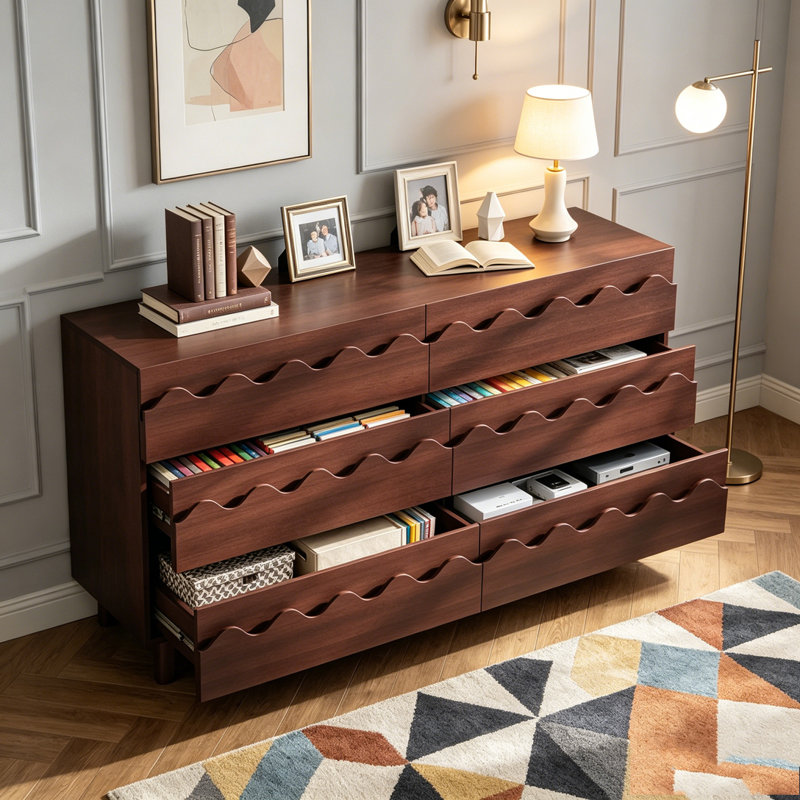 Commode 6 tiroirs 60 po, Walnut