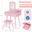 Ensemble de coiffeuse et miroir pour enfants, ensemble de coiffeuse et chaise de jeu en bois pour filles avec tabouret, tiroir, princesse et maquillage-175229234