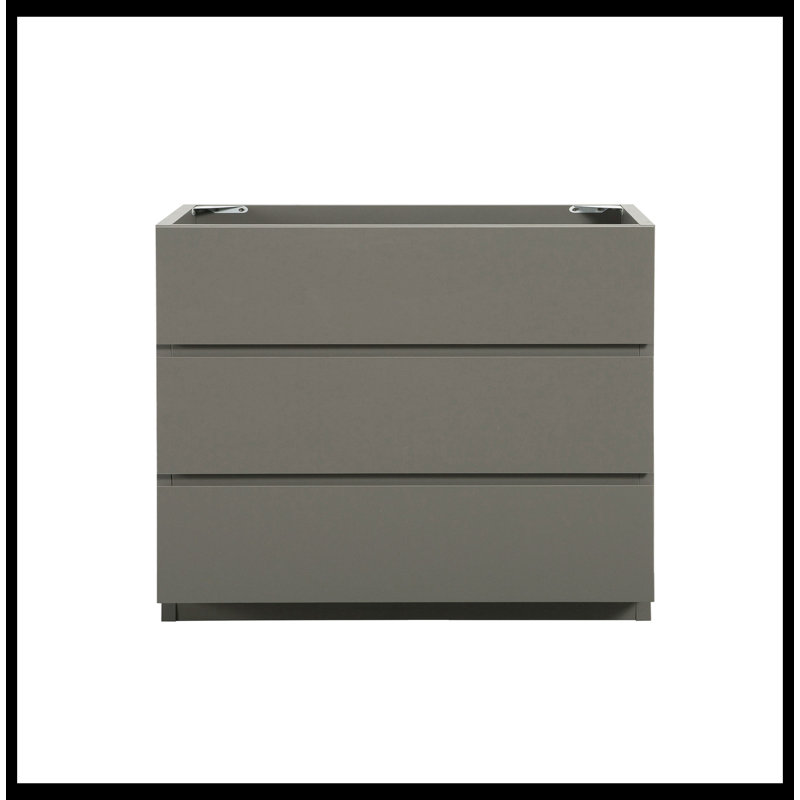 Base de meuble-lavabo Sahaad Alice-30F-105, armoire de plancher SANS lavabo, couleur noyer, avec trois tiroirs, pré-assemblé