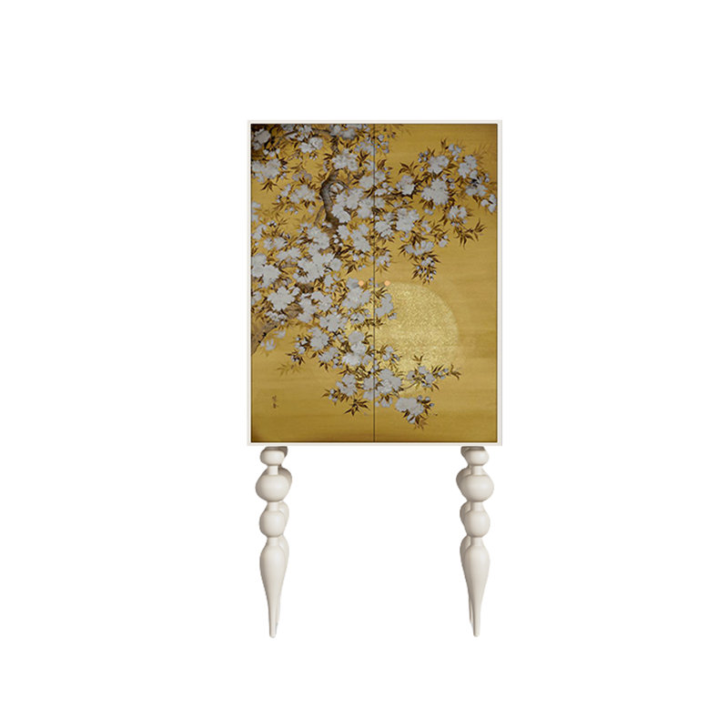 Modern Minimalist Double-Door Wardrobe, Yellow/Ivory White