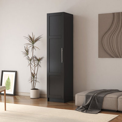 Armoire empilable de 15,98 po x l 15,98 po x H 71,75 po en noir. Cloisons amovibles pour plus de rangement. Cuisine, salle de bain, garage. Rangement mural facile à nettoyer, P 15,98 po x l 71,75 po.