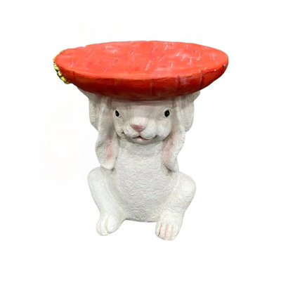 Resin Bunny Side Table with Carrot Top