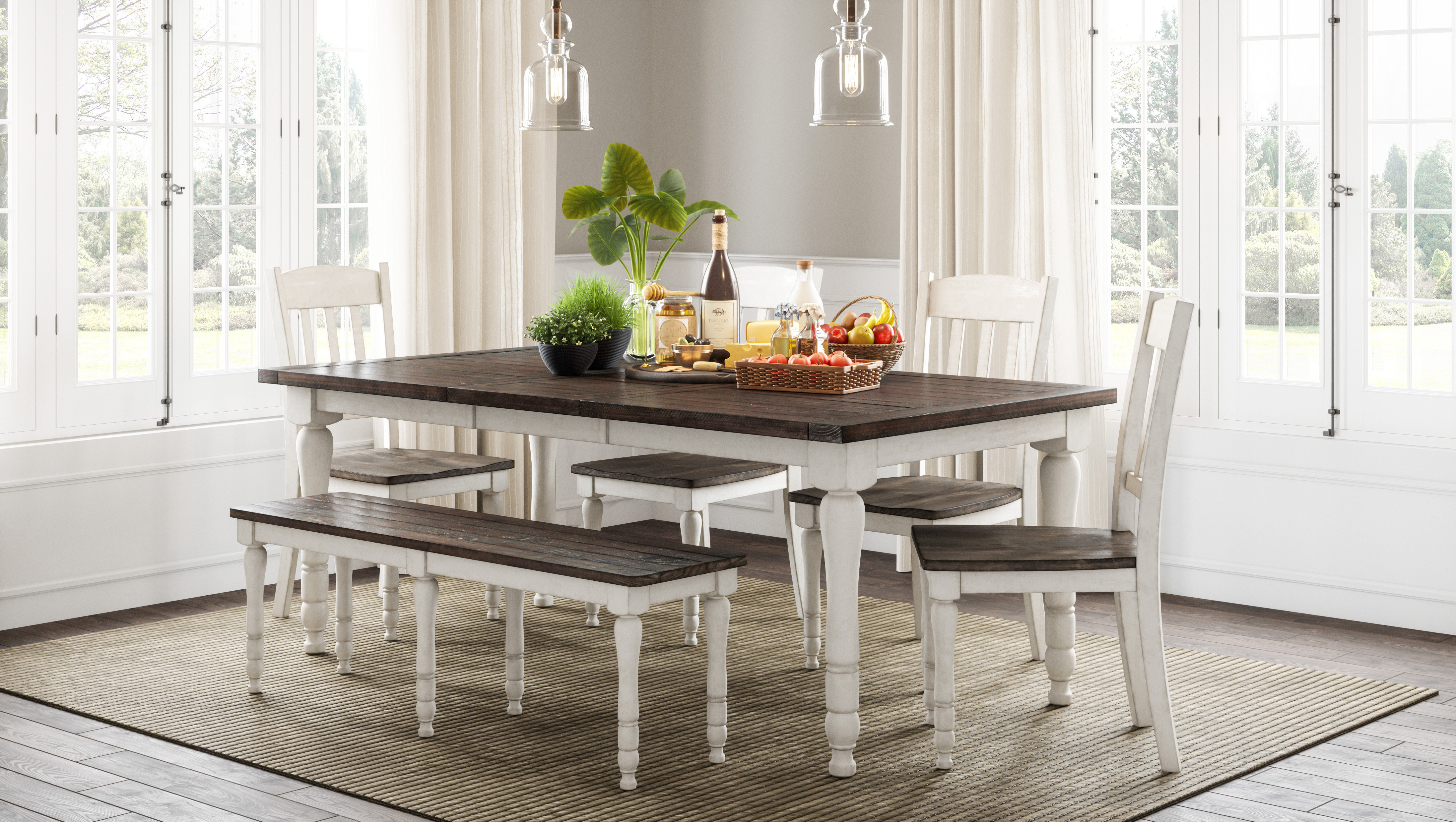 Aashma Lark Manor 6 Piece Farmhouse Dining Table Set