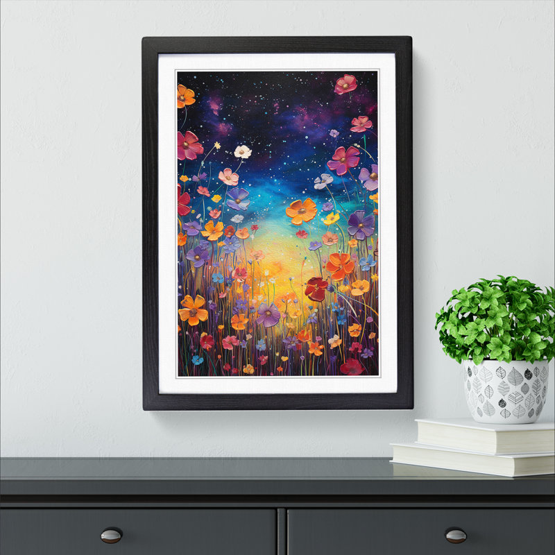 Cosmos Colour Field - Single Picture Frame Rectangle Print on Wood, 46cm H x 34cm W, Black Framed