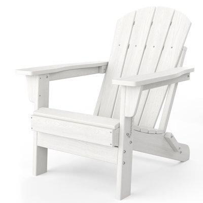 Foldable Adirondack Chair, 1-Pack HDPE All-Weather Outdoor Patio Lawn Chair for Garden, Backyard, or Poolside
