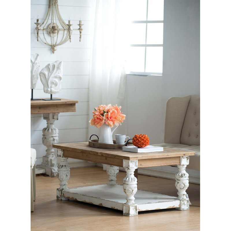 Table basse rectangulaire en bois 47 po x 27,5 po x 20 po, table basse de style champêtre français