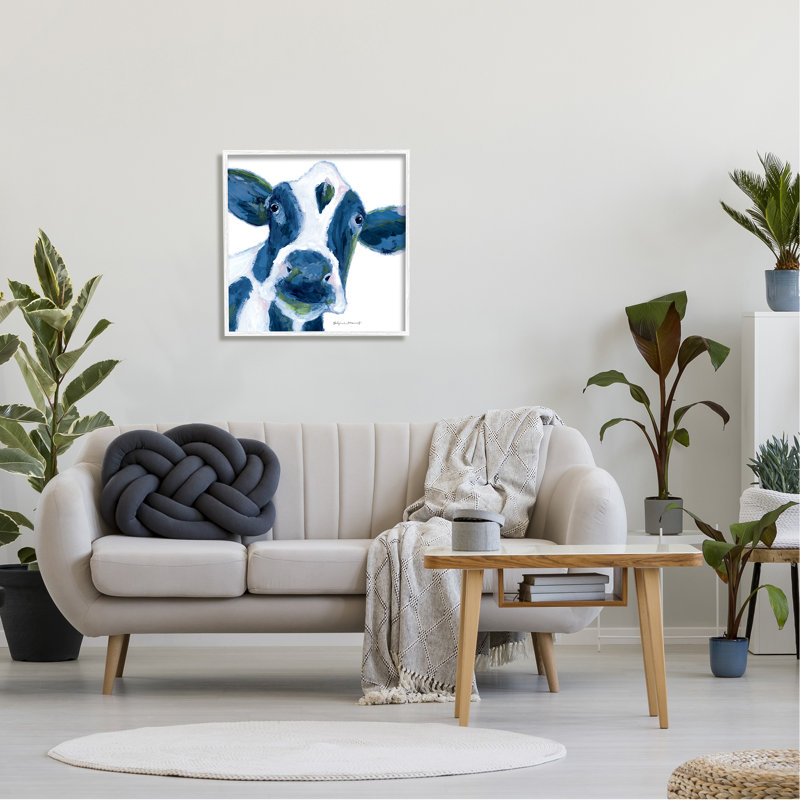 «Country Cow Face Farm Farm», impression, H 24 po x l 24 po x P 1,5 po, Giclée encadrée blanc bord de mer