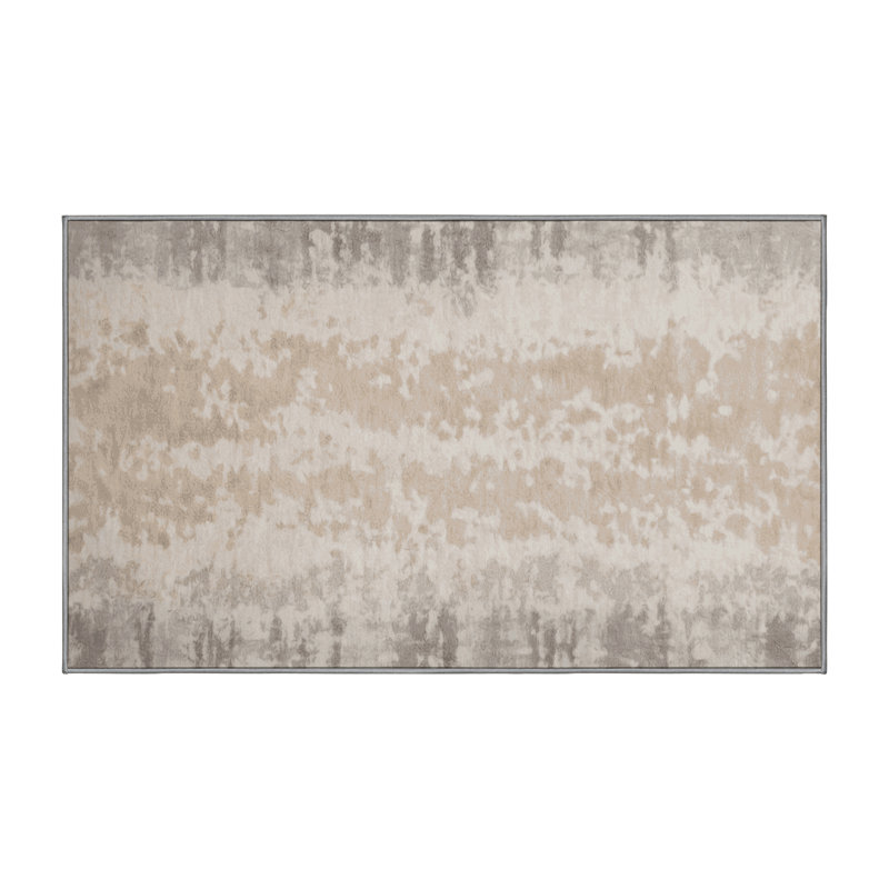 Tapis gris lavable à la machine, Rectangulaire 3 pi x 5 pi