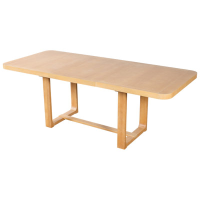 TOPMAX Extendable Solid Wood Dining Table, 60-84inch Rectangular Kitchen Table with Rounded Corners, Removable Leaf, Groove Line Detailing, Stretcher