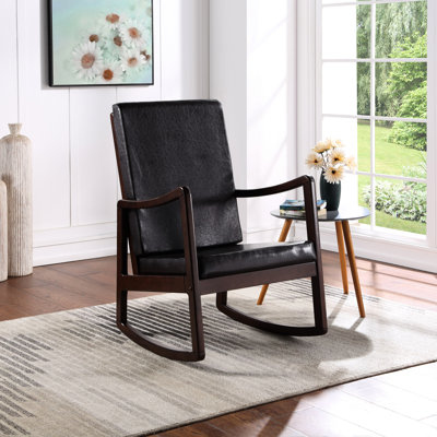 Chaise berçante confortable en cuir synthétique brun foncé - Garniture pour cuir élégant