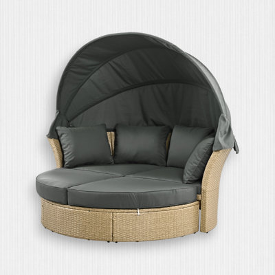 Rediona 71.7'' Wide Curved Wicker Patio Daybed with Cushions
