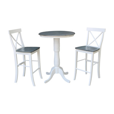 Durick 2 - Person Bar Height Rubberwood Solid Wood Dining Set