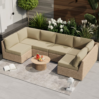 Ensemble de 14 coussins de remplacement de 14 pièces pour l'extérieur pour mobilier de patio (ensemble de 6 coussins, 6 dossiers, 2 coussins Coner SEULEMENT LES COUSSINS NON INCLUS)