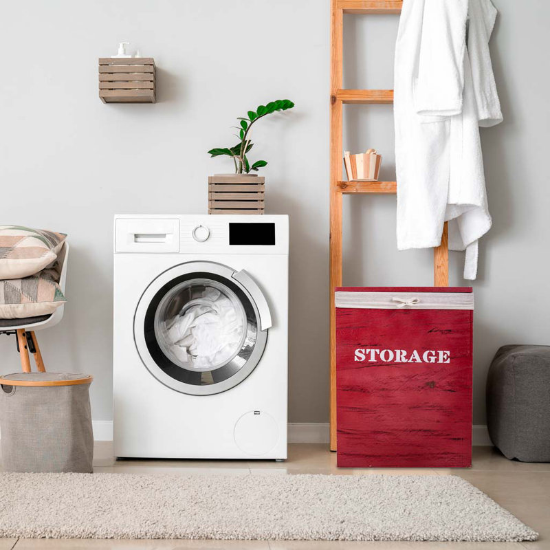 Wood Laundry Set with Handles, Red