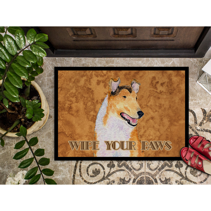 Tapis de porte d’intérieur anti-dérapant à pattes lisses Collie, Rectangle 2 pi x 3 pi