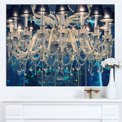 " Blue Vintage Crystal Chandelier " 3 - Pieces