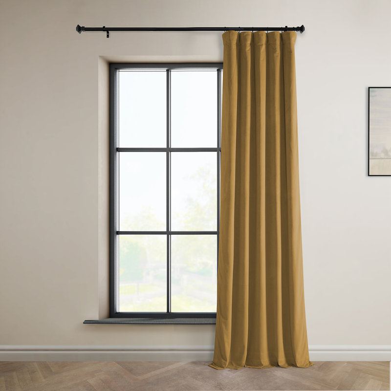 Loria Plush Velvet 100% Blackout Curtains For Bedroom, Living Room - Single Panel, 50" W x 108" L, Apple Cider Gold