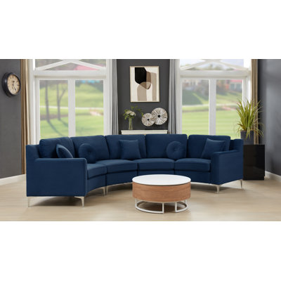 136" Wide Velvet Symmetrical Modular Corner Sectional