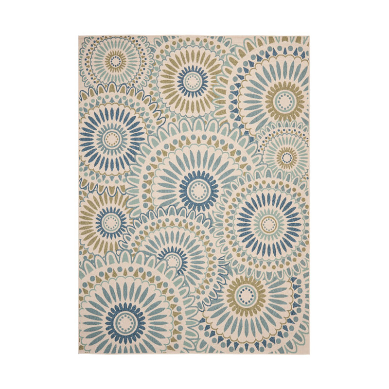 Attah Performance Floral Indoor/Outdoor Area Rug, Square 6'7"
