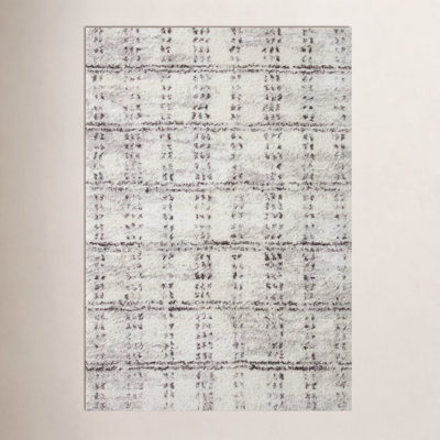 Cream Grey Shag Rug