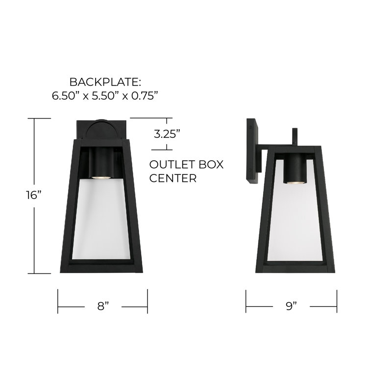 Wall Light, Black, 16" H x 8" W x 9"D