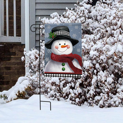 Drapeau souriant du jardin du bonhomme de neige