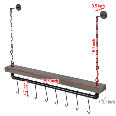 Metal/Wood Rectangle Hanging Pot Rack