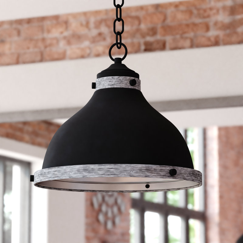 Laquane 1 - Light New Bronze And Distressed Ash With Light Silver Inner Single Pendant, 12.75" H x 15" W x 15" D