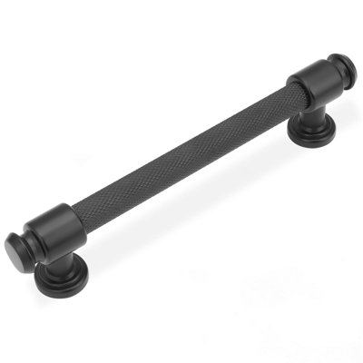 10 Pack Matte Black Cabinet Handles With Knurled Grip, 3.75 Inch Hole Center, Heavy-Duty Drawer Pulls For Kitchen And Furniture Hardware