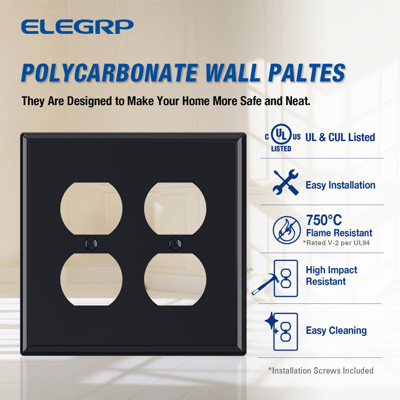 White Rectangular 2-Gang Duplex Outlet Wall Plate Set