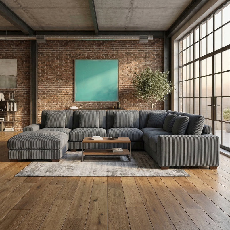 Dark Grey Modular Fabric 7-piece Sofa Set | Non-pilling | Solid Wood Frame | Storage Ottoman Included ?