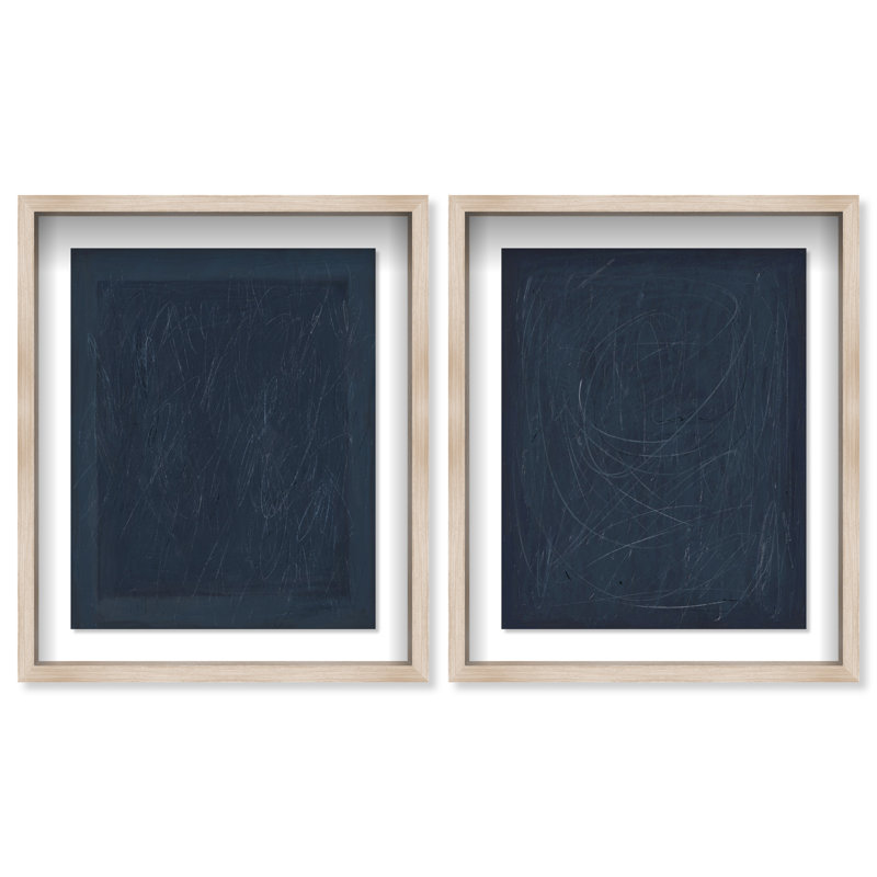 Deep Blue Set Set by Oliver Gal, 21.5"H x 25.5"W, Natural Oak Shadowbox