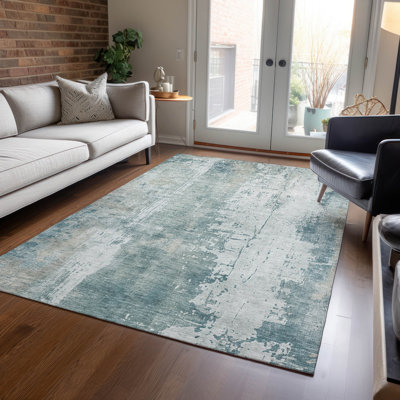 Tapis d'intérieur / extérieur lavable bleu sarcelle Fyerra - LOOMlan