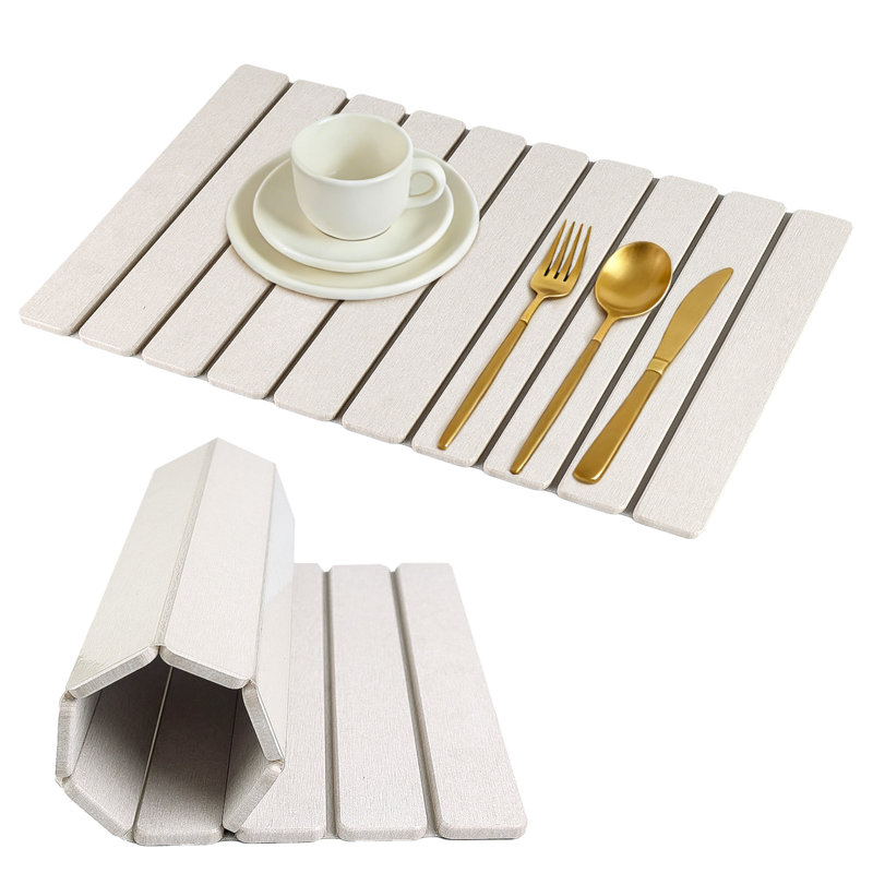Tapis de séchage en pierre 15,85 "x 11,81" - Tapis de cuisine en pierre, pliable, Gris