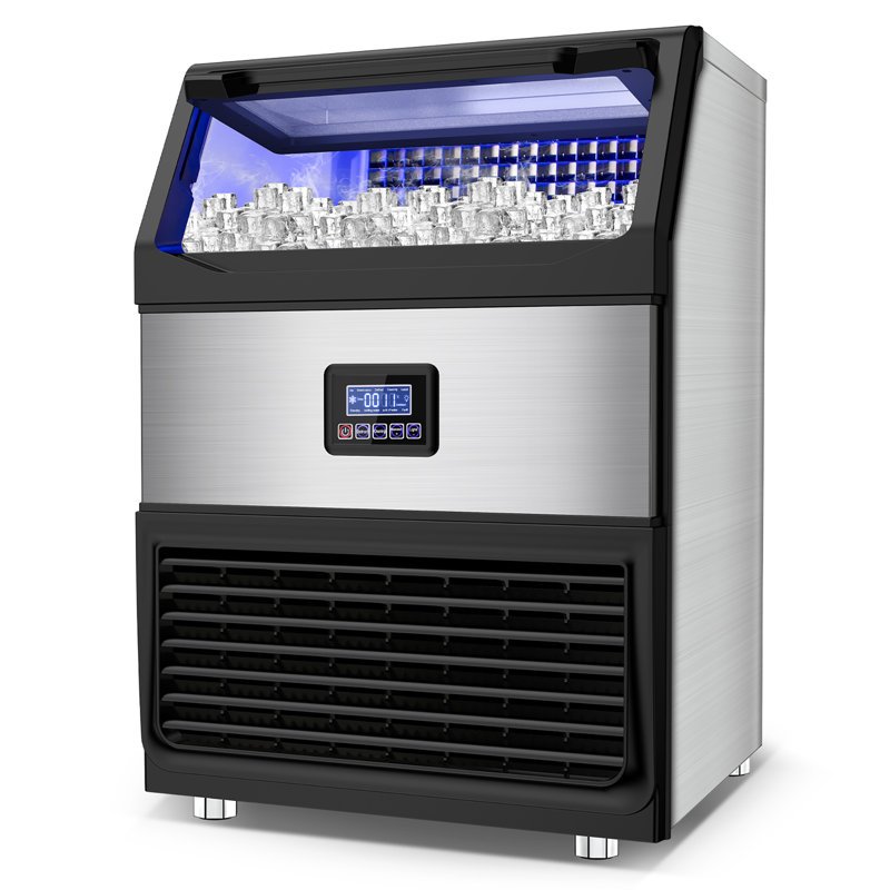 300lbs/24h Commercial Ice Maker Machine With 75lbs Storage Bin, Stainless Steel Undercounter/freestanding Ice Maker Machine For Home Bar Outdoor, 108pcs Ice Cubes Ice Machine