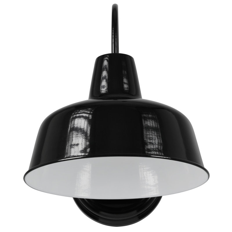 Luminaire de grange d'extérieur Jaklynn, H 13,13 po x l 10,38 po x P 12,63 po, Noir satiné
