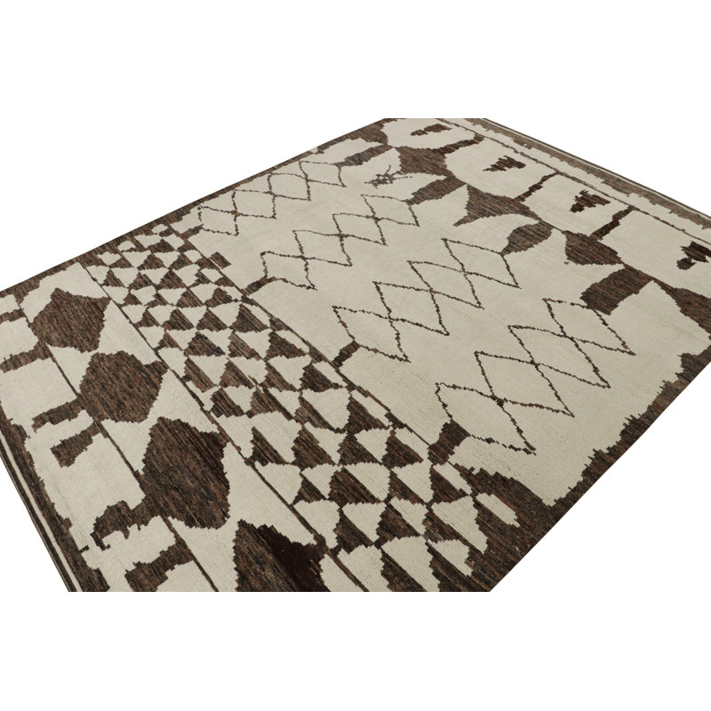 Moroccan Hand Knotted Wool Geometric Area Rug, Rectangle 12' x 15'