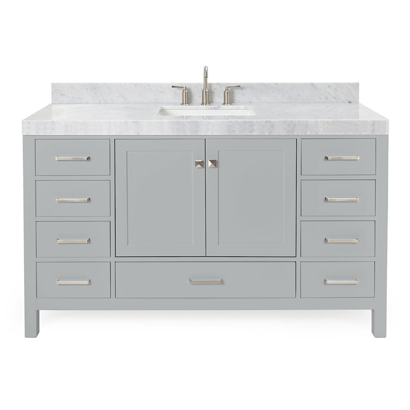 Meuble-lavabo simple 60 po Cambridge, Nickel brossé, Gris