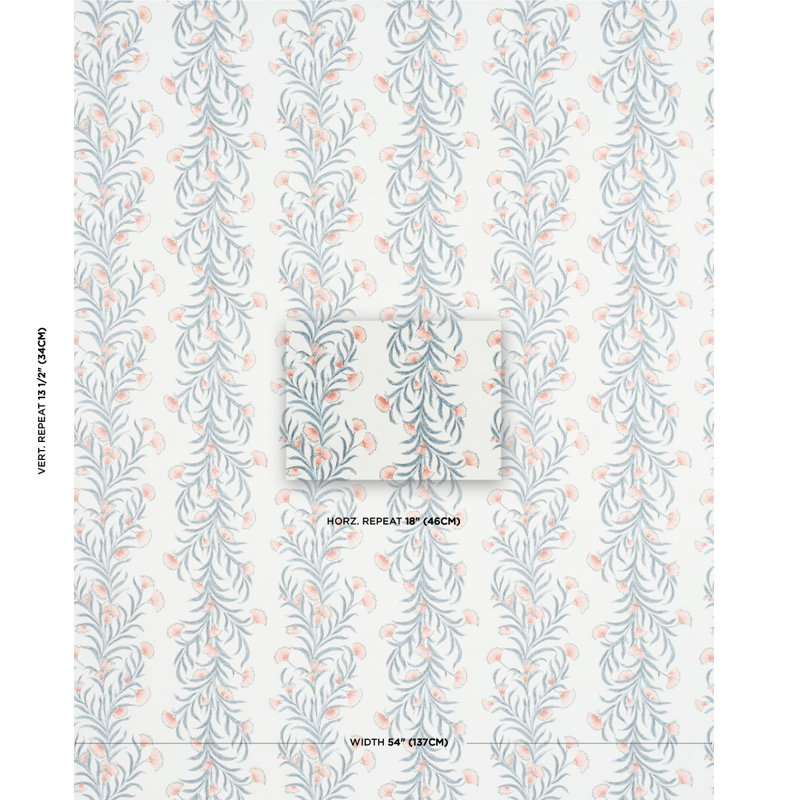 Schumacher x Celerie Kemble Tasmanian Mimosa Wallpaper, Pink/Gray