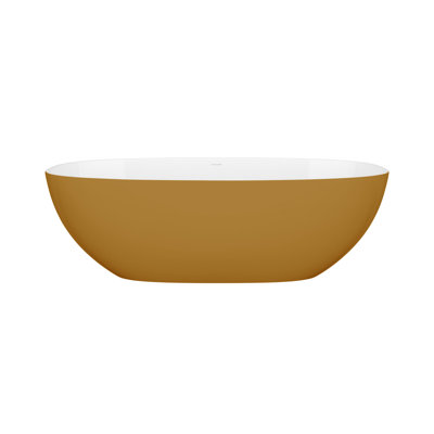 Barcelona 66.875" x 31.75" Freestanding Soaking Volcanic Limestone™ Bathtub