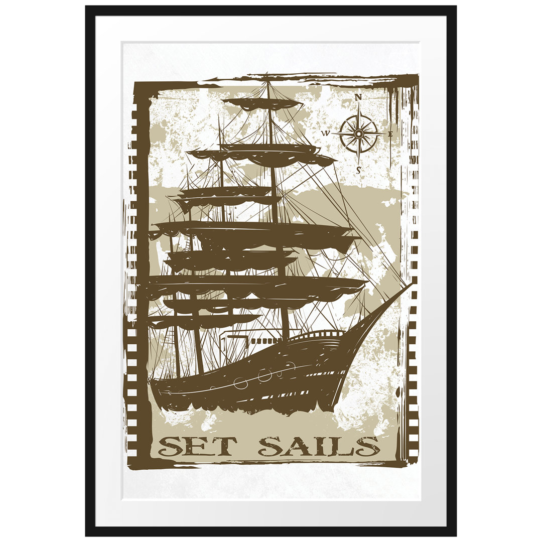 Gerahmtes Poster Set Sails White Leinwand