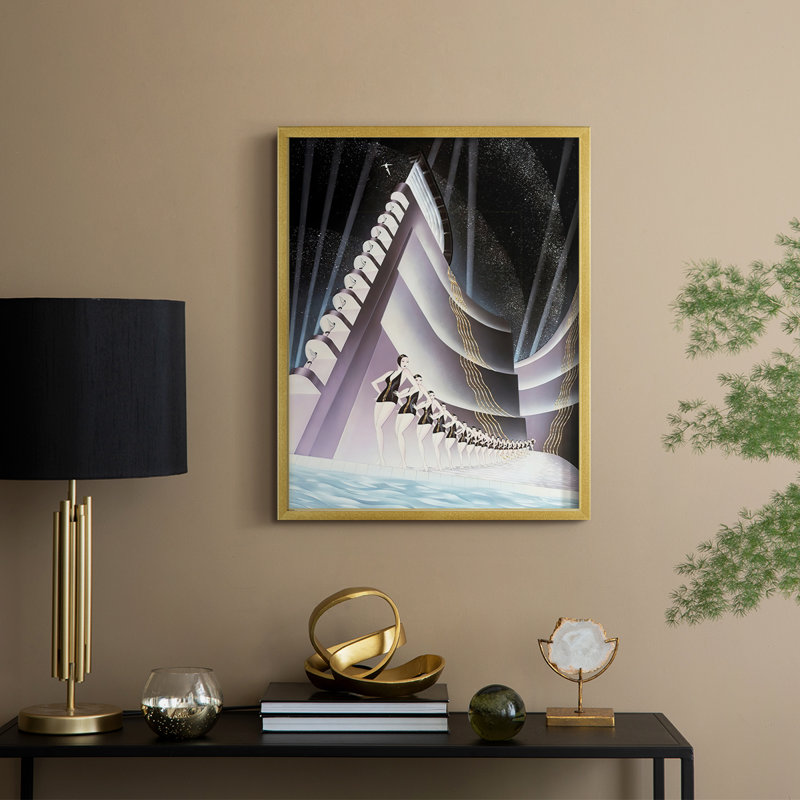Aquacade Framed Print - Solid Wood, 30" H x 24" W, Gold