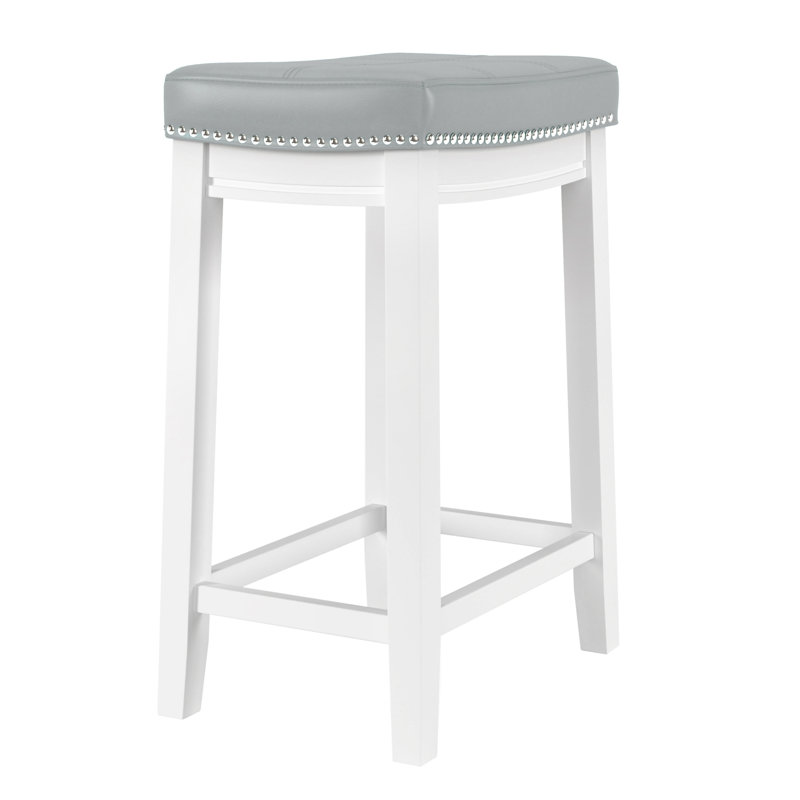Bartonville Counter & Bar Solid Wood Backless Stool with Upholstered Seat, Bar Stool (32.25" Seat Height)